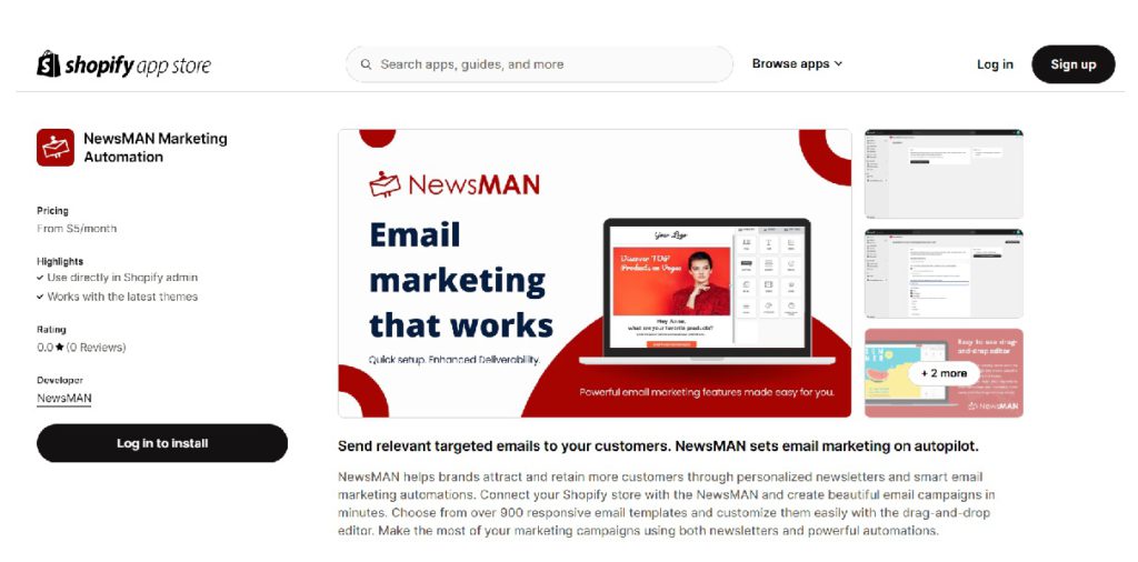 plugin newsman shopify email marketing ecommerce.